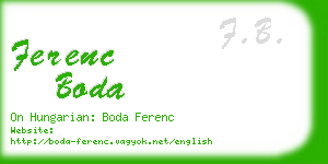 ferenc boda business card